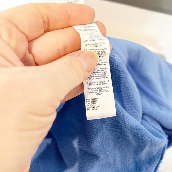 Alo Sweet Escape Cropped Zip Up Hoodie Sweatshirt Blue Small - Picture 4 of 5